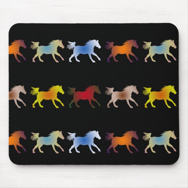 Tapis De Souris Galoping Ponies sur Noir (Devant)