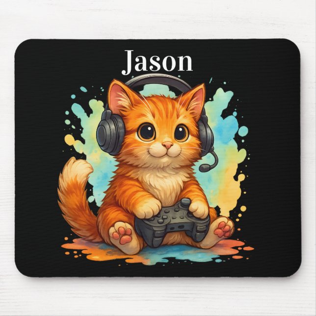 Tapis de souris gamer avec un chat mignon (Devant)
