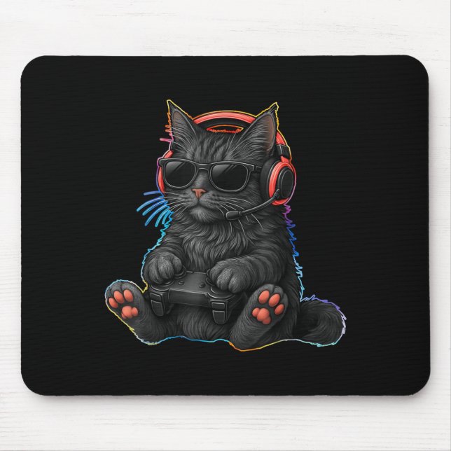 Tapis De Souris Gamer Cat Video Games Boys Teen Men Girls Funny Ga (Devant)