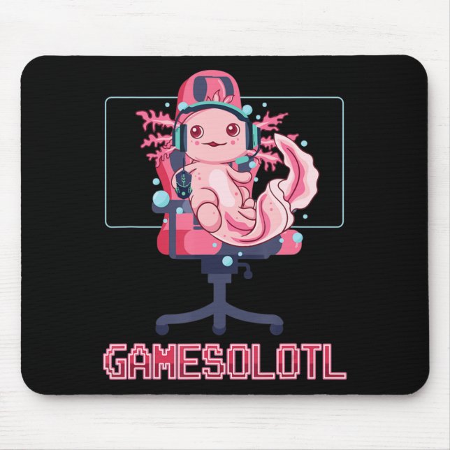 Tapis De Souris Gamesolotl Axolotl Vidéo Gamer Kawaii Anime Jeu (Devant)