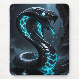 Tapis de souris gaming Blue Neon Black Snake Cobra