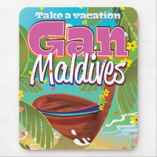 Tapis De Souris Gan Maldives island vintage travel poster art.