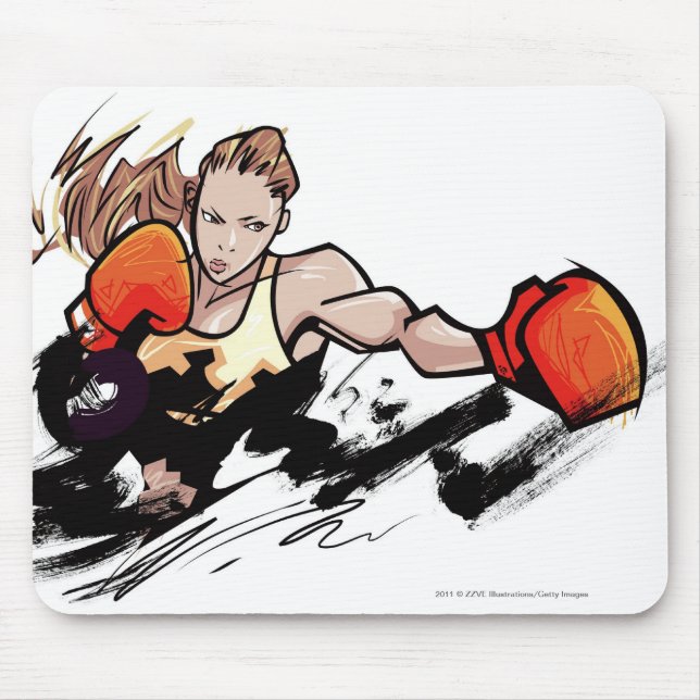 Tapis De Souris Gant de boxe de port de femme (Devant)