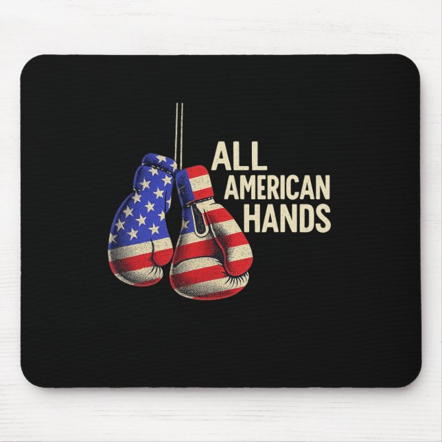 Tapis De Souris Gants de boxe All American Hands – Drapeau américa (Devant)