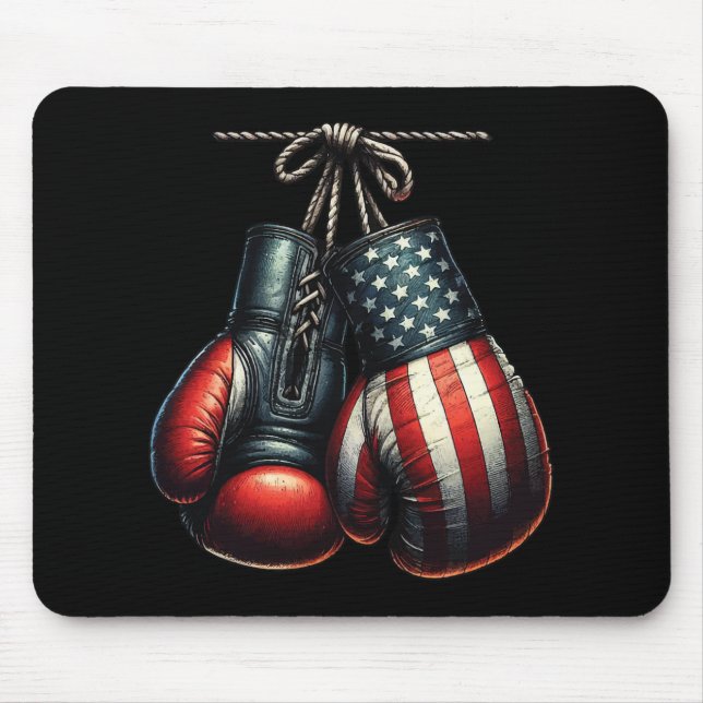 Tapis De Souris Gants de boxe Drapeau Usa 4 Juillet pour la format (Devant)