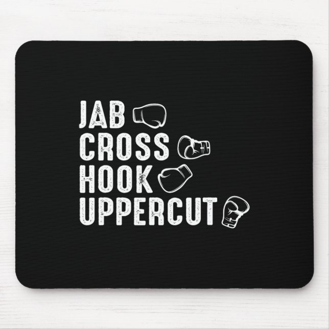 Tapis De Souris Gants de boxe Jab Cross Hook Uppercut Boxeur  (Devant)