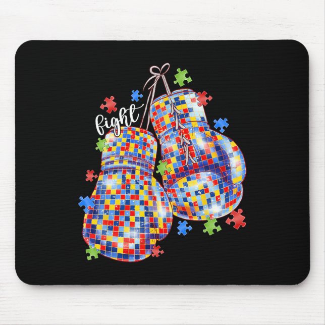 Tapis De Souris Gants de boxe Morceau de puzzle de sensibilisation (Devant)