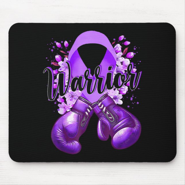 Tapis De Souris Gants de boxe Warrior Ruban Violet Lupus (Devant)