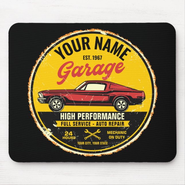 Tapis De Souris Garage de voiture classique rouge rapide 1967 pers (Devant)