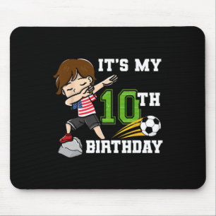 Tapis De Souris Garçon de football C'est mon 10e anniversaire Drap