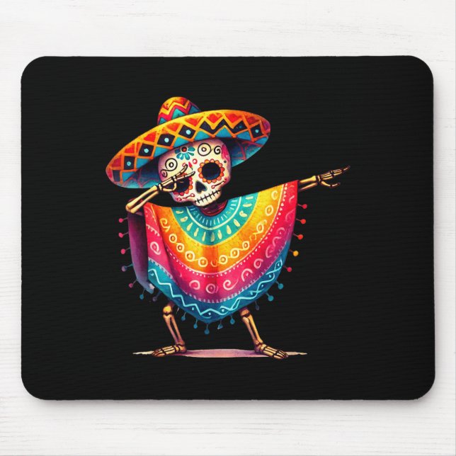 Tapis De Souris Garçons Dabbing Squelette Cinco De Mayo Fiesta Cha (Devant)