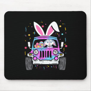 Tapis De Souris Garçons Filles Lapin de Pâques Conduisant un Monst
