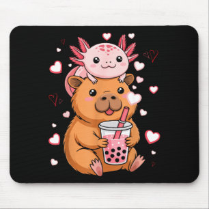 Tapis De Souris Garçons Filles Thé à Bulles Capybara Axolotl Migno