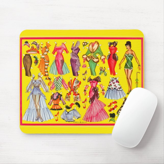 Tapis De Souris Garde-robe de mode de poupées en papier rétro des  (Avec souris)