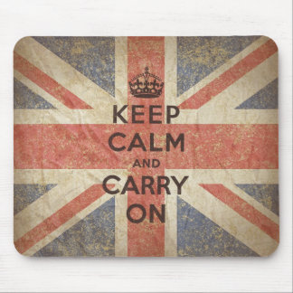 Tapis De Souris Gardez le calme et continuez avec le drapeau