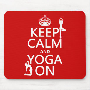 Tapis De Souris Gardez le calme et le yoga sur (les couleurs de