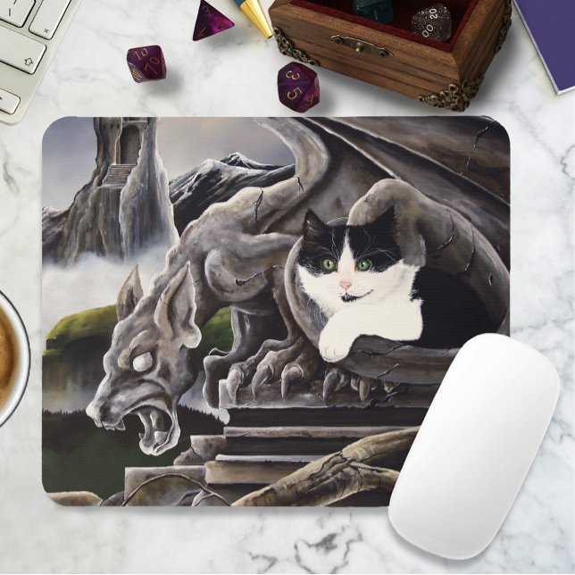 Tapis De Souris Gargoyle noir blanc (Créateur téléchargé)
