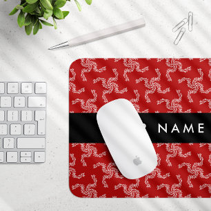 Tapis De Souris Garland de Noël, Rouge, Votre nom, Personnaliser