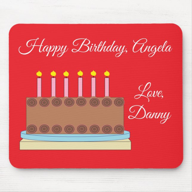 Tapis De Souris Gâteau au chocolat et joyeux anniversaire (Devant)