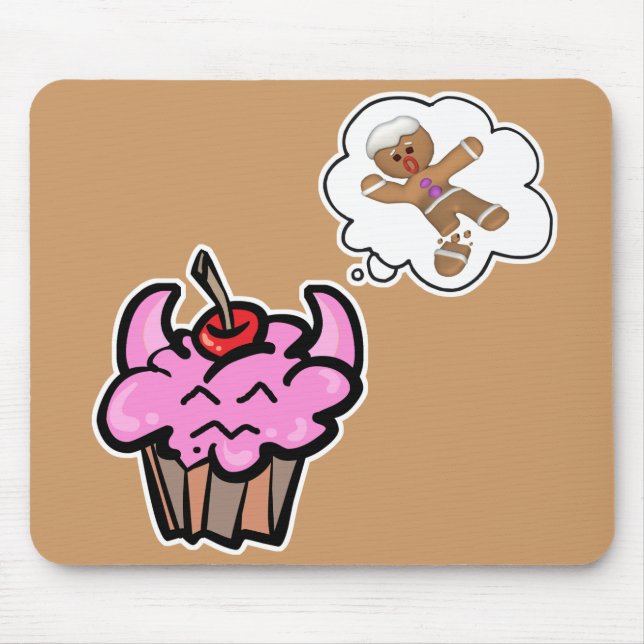 Tapis De Souris Gâteau Cupcake Tueur de Biscuits Méchant Drôle (Devant)
