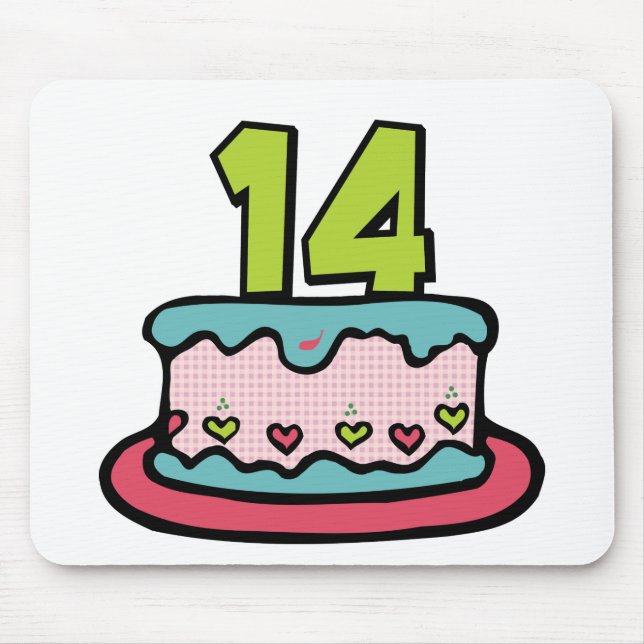 Tapis De Souris Gâteau d'anniversaire 14 ans (Devant)