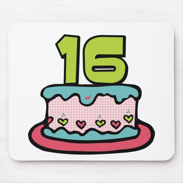 Tapis De Souris Gâteau d'anniversaire 16 ans (Devant)