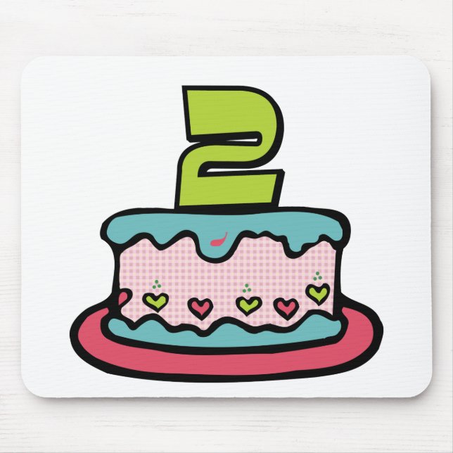 Tapis De Souris Gâteau d'anniversaire 2 ans (Devant)