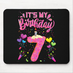 Tapis De Souris gâteau d'anniversaire 7 ans fille enfants heureux
