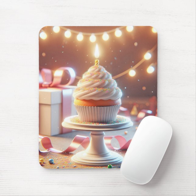Tapis De Souris Gâteau d'anniversaire avec bougie (Avec souris)