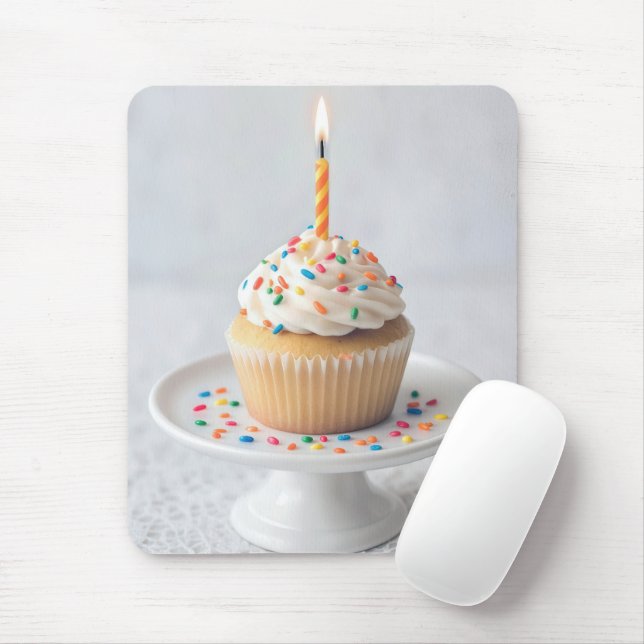 Tapis De Souris Gâteau d'anniversaire avec bougie (Avec souris)