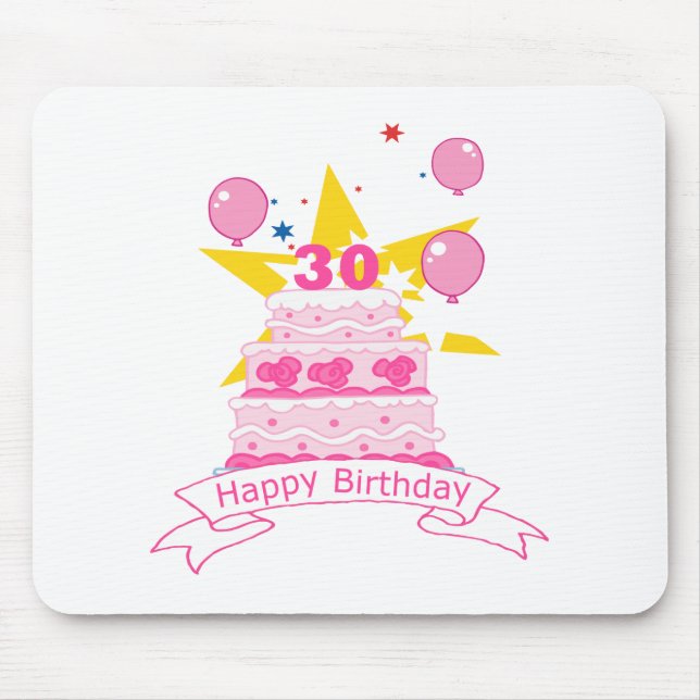Tapis De Souris Gâteau d'anniversaire de 30 ans (Devant)