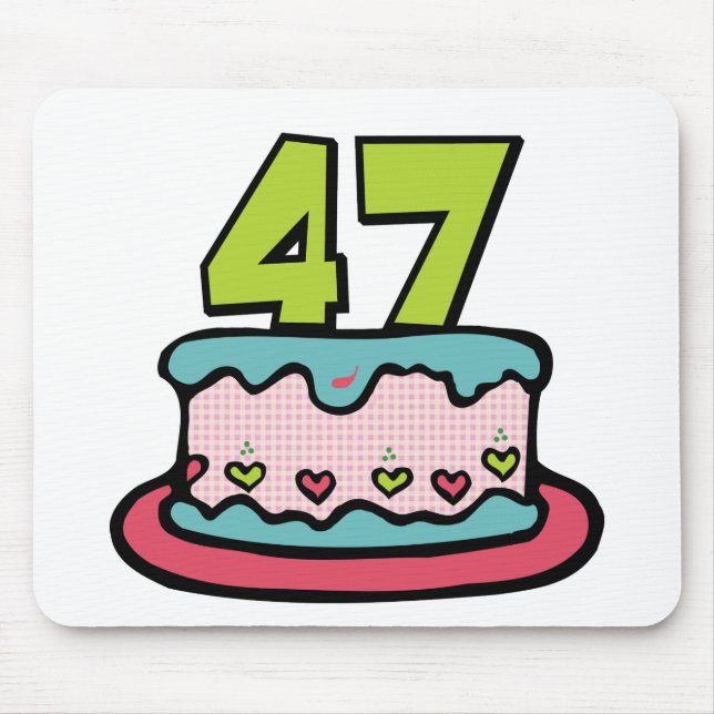 Tapis De Souris Gâteau d'anniversaire de 47 ans (Devant)