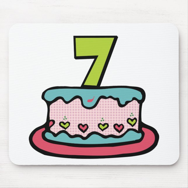 Tapis De Souris Gâteau d'anniversaire de 7 ans (Devant)