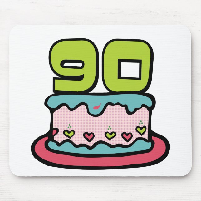 Tapis De Souris Gâteau d'anniversaire de 90 ans (Devant)