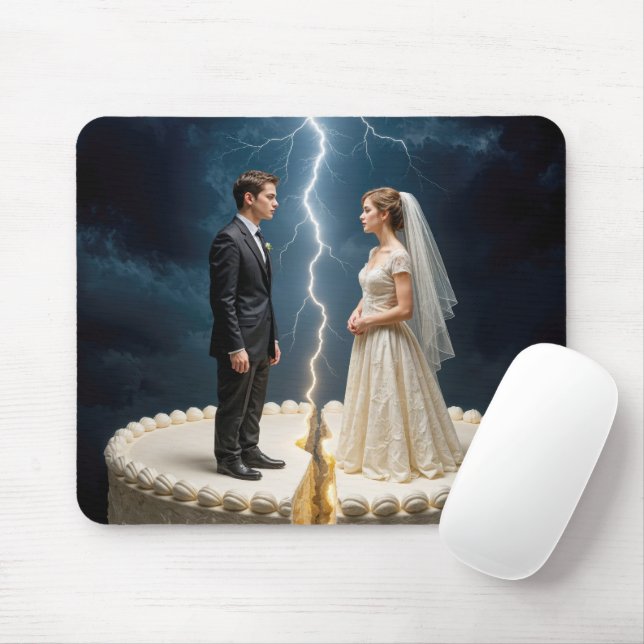 Tapis De Souris Gâteau de Divorce de la Mariée et du Marié (Avec souris)