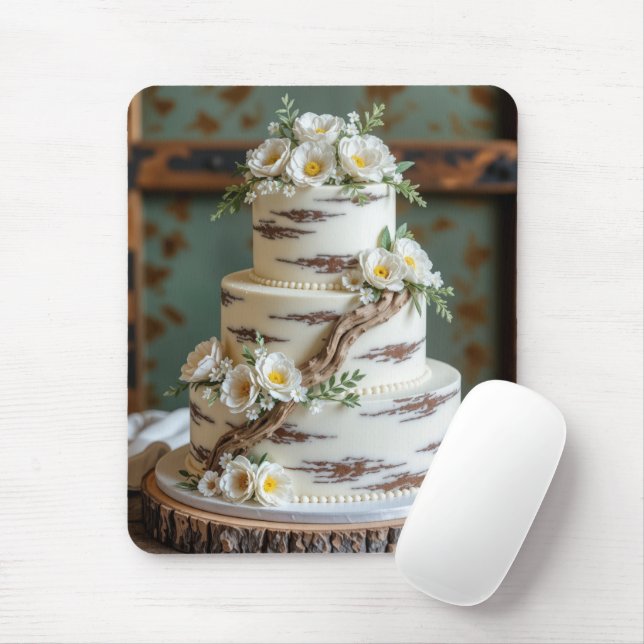 Tapis De Souris Gâteau de Mariage Bois Flotté (Avec souris)