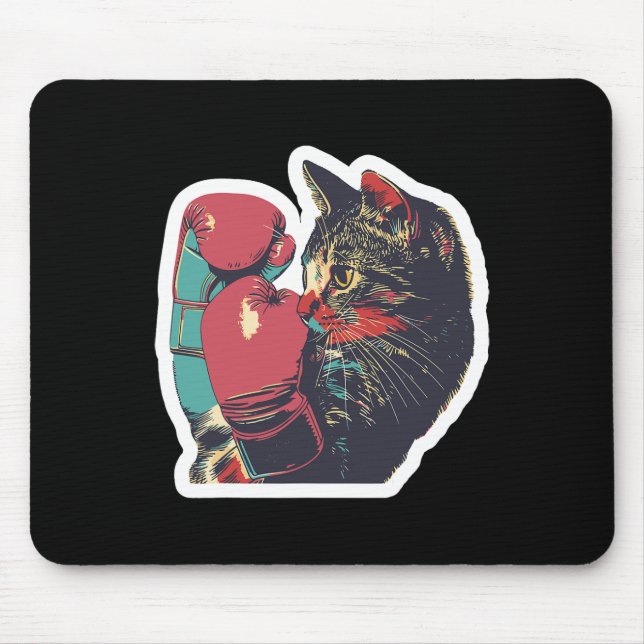 Tapis De Souris Gatito De Boxeo Cool Boxer Cat Boxer Gants Et C (Devant)
