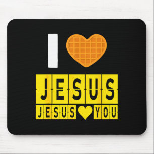 Tapis De Souris Gaufre en forme de coeur J'aime Jésus Jésus t'aime