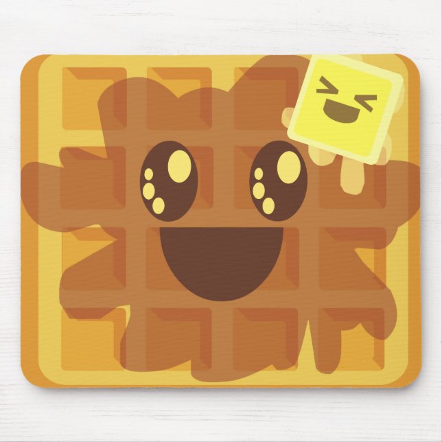 Tapis De Souris gaufre kawaii petit déjeuner au beurre et sirop d' (Devant)