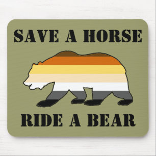 Tapis De Souris Gay Bear Pride Sauver Un Cheval Montez Un Ours