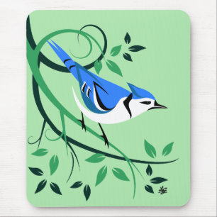 Tapis De Souris Geai bleu sur branche d'arbre