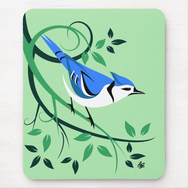 Tapis De Souris Geai bleu sur branche d'arbre (Devant)