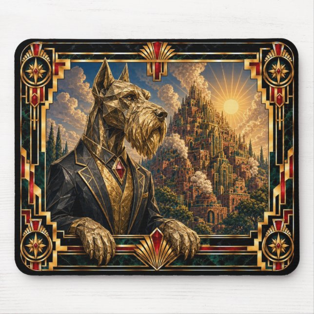 Tapis De Souris Géant Schnauzer, Chien Art Déco (Devant)
