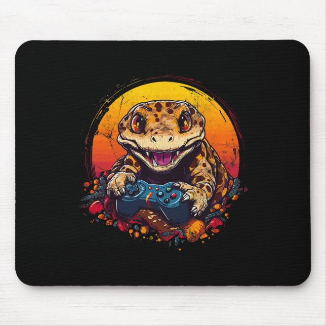 Tapis De Souris Gecko Jouer Jeu Vidéo Lizard &amp; Reptiles Gam (Devant)