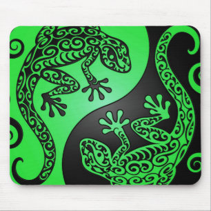 Tapis De Souris Geckos verts et noirs de Yin Yang
