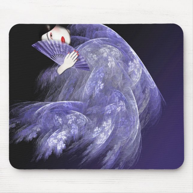 Tapis De Souris Geisha dans Mousepad bleu-foncé (Devant)