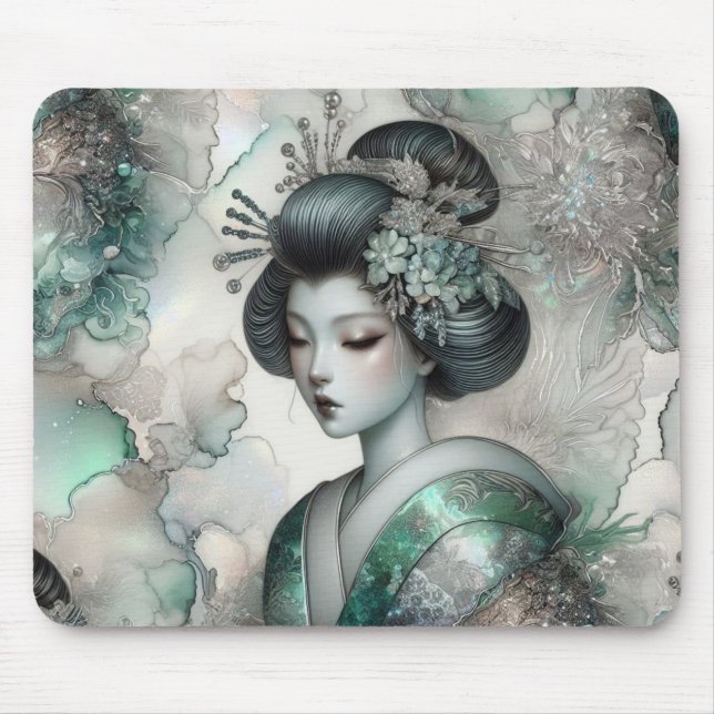 Tapis De Souris Geisha en Vert Série #2 (Devant)