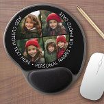 Tapis De Souris Gel 4 Collage photo avec courbure Texte personnalisé a<br><div class="desc">Utilisez jusqu'à quatre photos de téléphone carré ou selfie pour créer un cadeau unique et personnel. Ajoutez 4 photos et du texte pour faire une conservation spéciale pour un ami ou un événement familial. La bordure et l'arrière - plan sont noirs mais peuvent être changés dans la zone de conception...</div>
