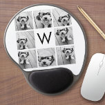 Tapis De Souris Gel 8 Photo Collage personnalisé Monogramme noir et bl<br><div class="desc">Vous pouvez utiliser des photos Instagram pour cette conception. Utilisez 8 photos carrés pour créer un cadeau unique et personnel. Ou vous pouvez garder le chiot hipster et faire un gardien branché. Si vous avez besoin d'ajuster les images,  cliquez sur l'outil personnaliser pour apporter des modifications.</div>