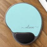 Tapis De Souris Gel Aqua Blue Turquoise Girl Script Monogramme Nom Mod<br><div class="desc">Aqua Blue Turquoise Monogramme Ajoutez Votre Propre Nom Mousepad (Mouse Pad). Cela rend le cadeau parfait pour 16 ans,  mariage,  douche nuptiale,  anniversaire,  baby shower ou bachelorette pour quelqu'un qui aime le luxe glam et les styles chic.</div>